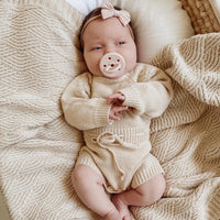 Sweet Pea Long Sleeve Knitted Romper - NEUTRAL