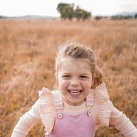 BASICS THICK Shimmy Ribbed Long Sleeve Onesie/Top - FAIRY FLOSS