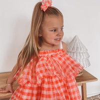 Tulle Hair Clip - RED GINGHAM