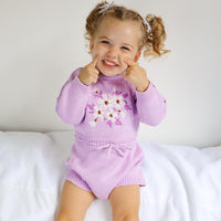 Secret Garden Long Sleeve Knitted Romper - LILAC