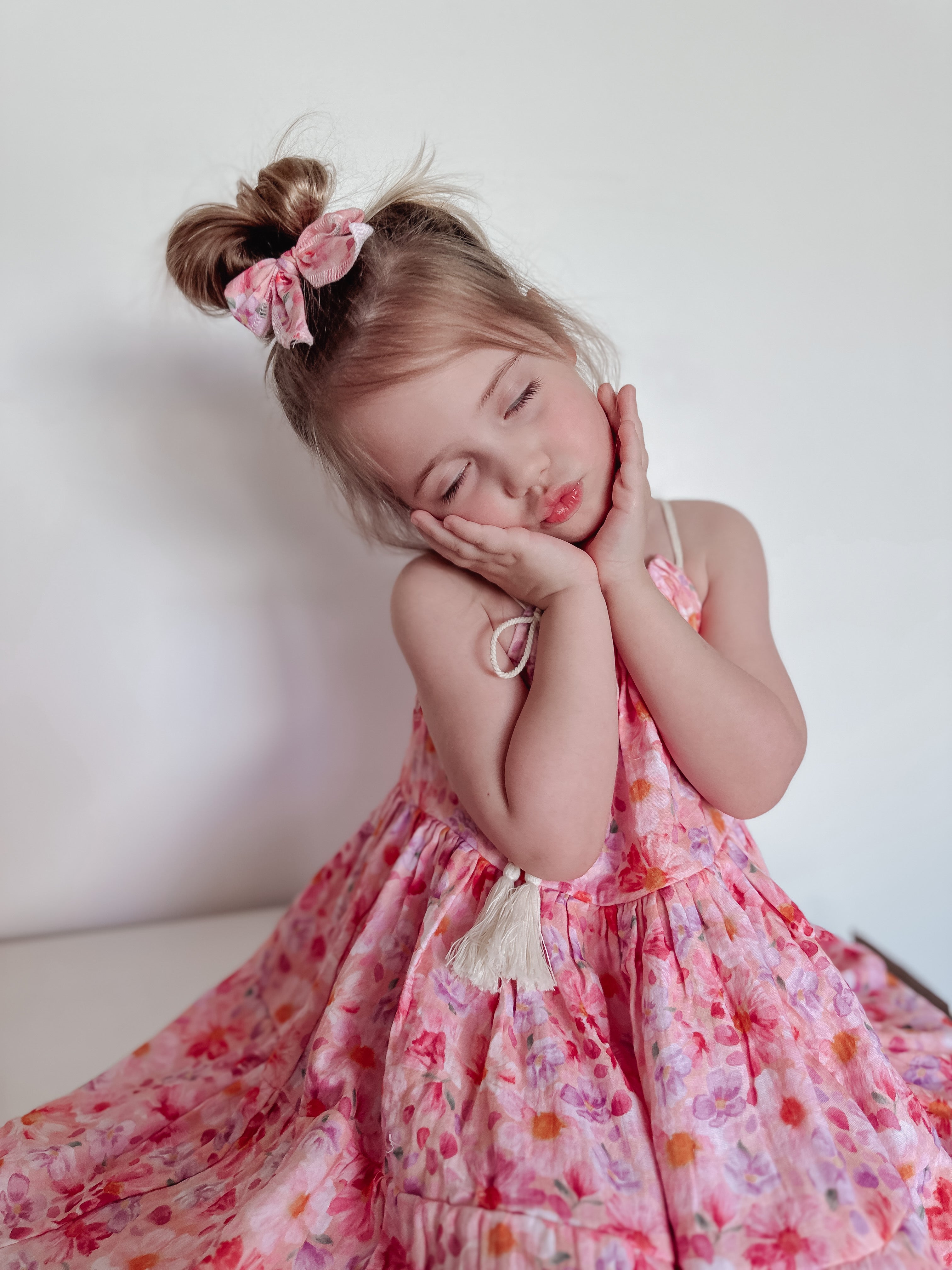 Baby Girl Natural Muslin Floral Smock Dress main image 0