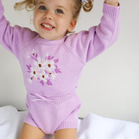 Secret Garden Long Sleeve Knitted Romper - LILAC
