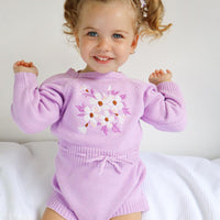 Secret Garden Long Sleeve Knitted Romper - LILAC