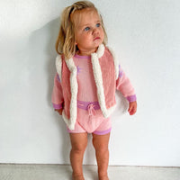 Snowy Cord Vest - CORAL