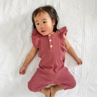 BASICS Ribbed Shimmy Romper - ROSEWOOD
