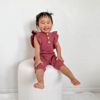 BASICS Ribbed Shimmy Romper - ROSEWOOD