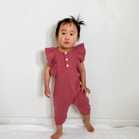 BASICS Ribbed Shimmy Romper - ROSEWOOD