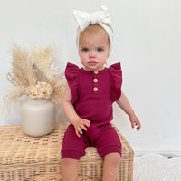 BASICS Ribbed Shimmy Romper - EGGPLANT