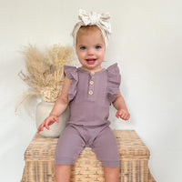 BASICS Ribbed Shimmy Romper - AMETHYST
