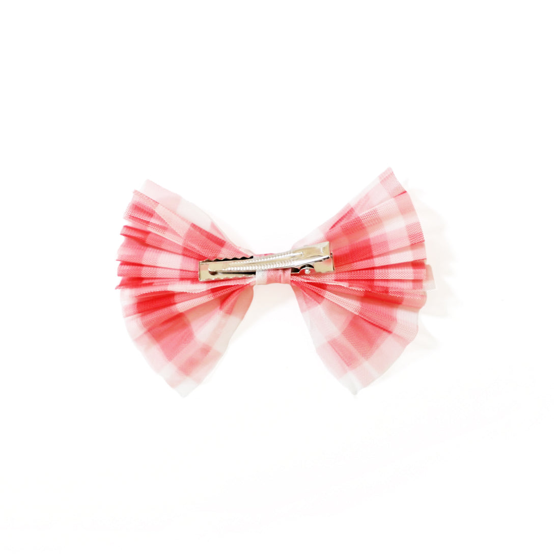 Tulle Hair Clip -  RED GINGHAM