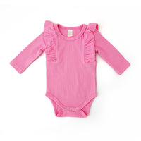 Shimmy Wide Ribbed Long Sleeve Onesie/Top - SHERBET