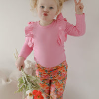 Shimmy Wide Ribbed Long Sleeve Onesie/Top - SHERBET