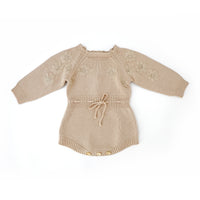 Sweet Pea Long Sleeve Knitted Romper - NEUTRAL