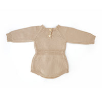 Sweet Pea Long Sleeve Knitted Romper - NEUTRAL