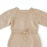 Sweet Pea Long Sleeve Knitted Romper - NEUTRAL
