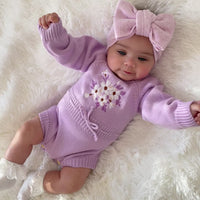 Secret Garden Long Sleeve Knitted Romper - LILAC