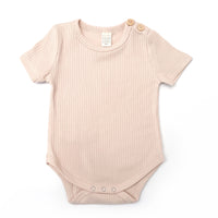 BASICS Wide Ribbed Short Sleeve Onesie/Top - ALMOND