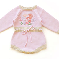 Eden Long Sleeve Knitted Romper - PINK