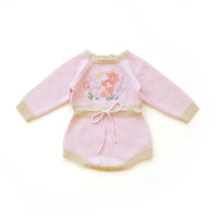 Eden Long Sleeve Knitted Romper - PINK