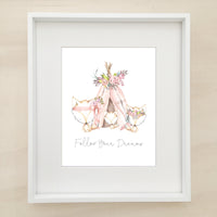 Fox/Teepee Trio Personalised Printable Artwork