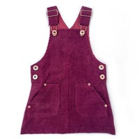 Hazel Cord Pinafore Dress - EGGPLANT