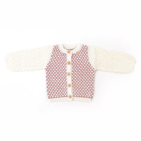 Honeycomb Knitted Cardigan - MILK/DUSTY PINK