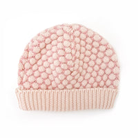 Honeycomb Knitted Beanie - CREAM/DUSTY PINK