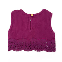 COTTON MUSLIN Lace Top - EGGPLANT