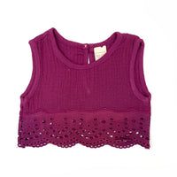 COTTON MUSLIN Lace Top - EGGPLANT