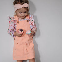 Hazel Cord Pinafore Dress - PEACH