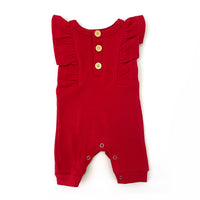 BASICS Ribbed Shimmy Romper - CHERRY RED