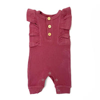 BASICS Ribbed Shimmy Romper - ROSEWOOD