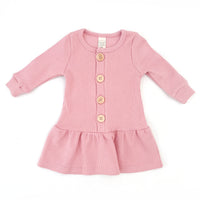 BASICS THICK Long Sleeve Dress- SALMON PINK