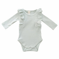 BASICS Shimmy Ribbed Long Sleeve Onesie/Top - MEADOW GREEN