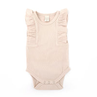 Shimmy Wide Rib Tank Onesie/Top - ALMOND