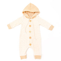 Striped Hooded All In One - MUSTARD