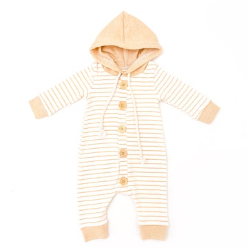 Striped Hooded All In One - MUSTARD