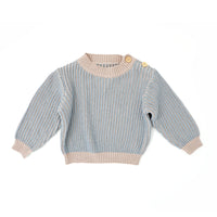 Striped Knitted Jumper - BONE/DUSTY BLUE