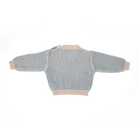 Striped Knitted Jumper - BONE/DUSTY BLUE