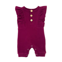 BASICS Ribbed Shimmy Romper - EGGPLANT