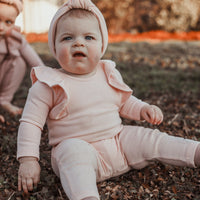 BASICS THICK Shimmy Ribbed Long Sleeve Onesie/Top - FAIRY FLOSS