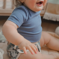 BASICS Wide Ribbed Short Sleeve Onesie/Top - OCEAN