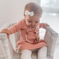 BASICS THICK Long Sleeve Dress- SALMON PINK
