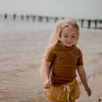 BASICS Ribbed Short Sleeve Onesie/Top - RUST