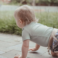 BASICS Wide Ribbed Short Sleeve Onesie/Top - MOSS