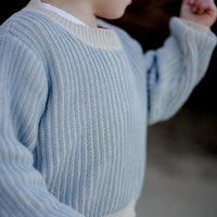 Striped Knitted Jumper - BONE/DUSTY BLUE