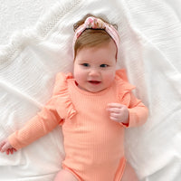 Shimmy Wide Ribbed Long Sleeve Onesie/Top - PEACH