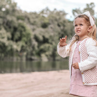 Honeycomb Knitted Cardigan - MILK/DUSTY PINK