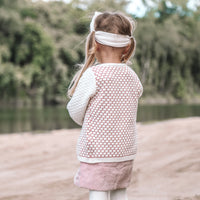 Honeycomb Knitted Cardigan - MILK/DUSTY PINK