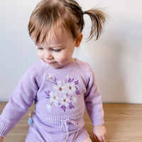 Secret Garden Long Sleeve Knitted Romper - LILAC